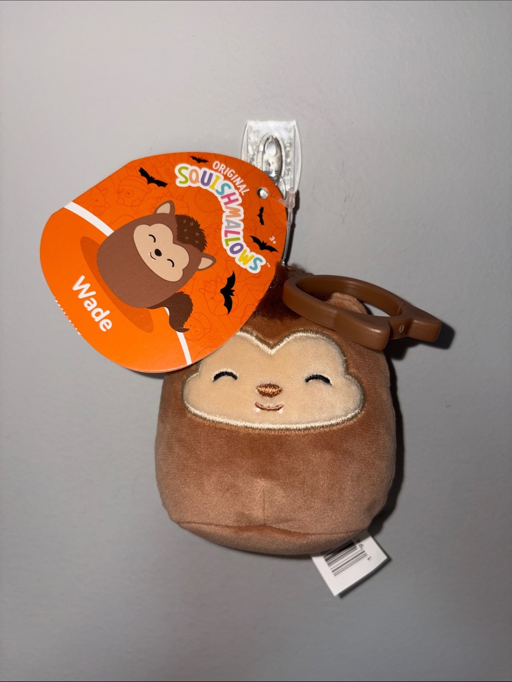 New Squishmallows Brown Wade Werewolf Clip-On Plush